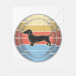 Couverture Polaire Chemise de chien de coucher de soleil rétro de tec