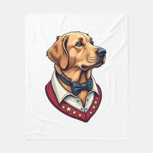 Couverture Polaire Chemise de chien patriotique vintage Golden Retrie (Devant)
