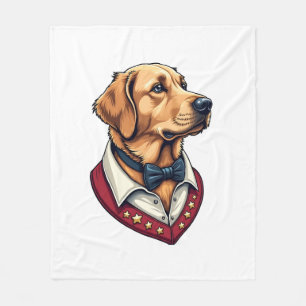 Couverture Polaire Chemise de chien patriotique vintage Golden Retrie
