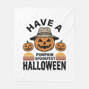 Couverture Polaire Chemise de gravure vintage Halloween Citrouille ef