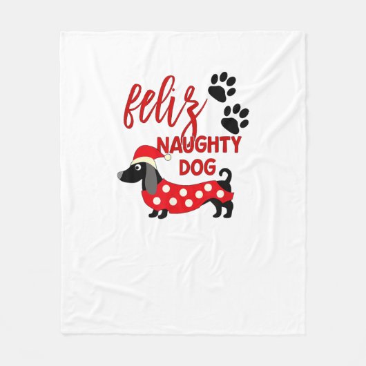 Couverture Polaire Chemise de Noël Dachshund _ Funny Feliz Naughty Do (Devant)