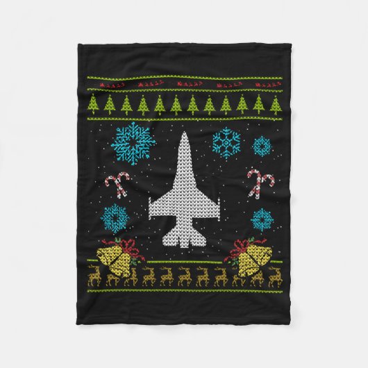 Couverture Polaire Chemise de Noël du pilote d'avion Jet (Devant)