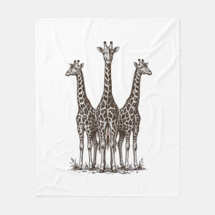Couverture Polaire Chemise de safari avec gravure de girafe vintage a