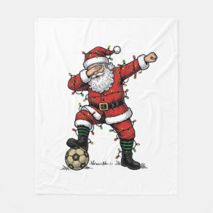 Couverture Polaire Chemise de sport de Noël Vintage Santa Soccer_1