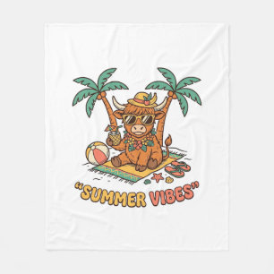 Couverture Polaire Chemise de vacances de plage de vache highland mig