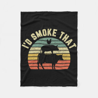 Couverture Polaire Chemise drôle de BBQ Je fumerais ça Rétro Barbecue