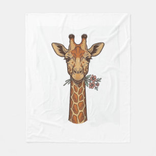 Couverture Polaire Chemise Girafe Gravée Vintage Avec Fleurs_1