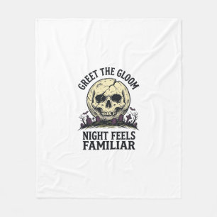Couverture Polaire Chemise graphique de crâne de lune effrayant Hallo