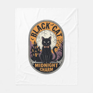 Couverture Polaire Chemise Halloween Chat Noir Vintage Charme de Minu