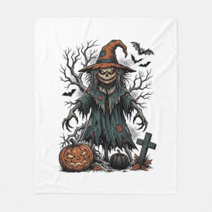 Couverture Polaire Chemise Halloween Citrouille Épouvantail Sorcière