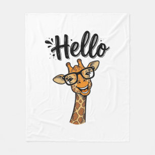 Couverture Polaire Chemise Hello Giraffe Gravure Vintage Animal Migno