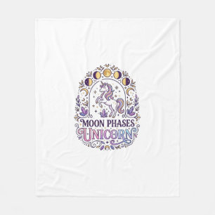 Couverture Polaire Chemise Licorne Phases de Lune Licorne Fond Blanc
