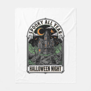 Couverture Polaire Chemise Maison Hantée Halloween Sorcière Vintage_1
