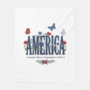 Couverture Polaire Chemise patriotique papillon floral Vintage Americ