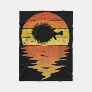 Couverture Polaire Chemise Poisson-Lune Rétro Coucher de Soleil 70s V