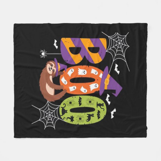 Couverture Polaire Chemise T Essentielle Halloween Sloth Boo Lazy (Devant (Horizontal))