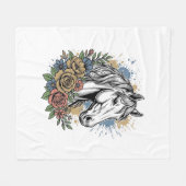 Couverture Polaire Chemise vectorielle de conception de cheval floral (Devant (Horizontal))
