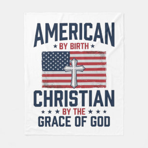 Couverture Polaire Chemise Vintage Croix Drapeau Chrétien Américain
