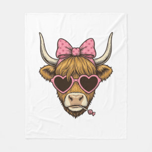 Couverture Polaire Chemise Vintage Cute Highland Cow Heart Lunettes D