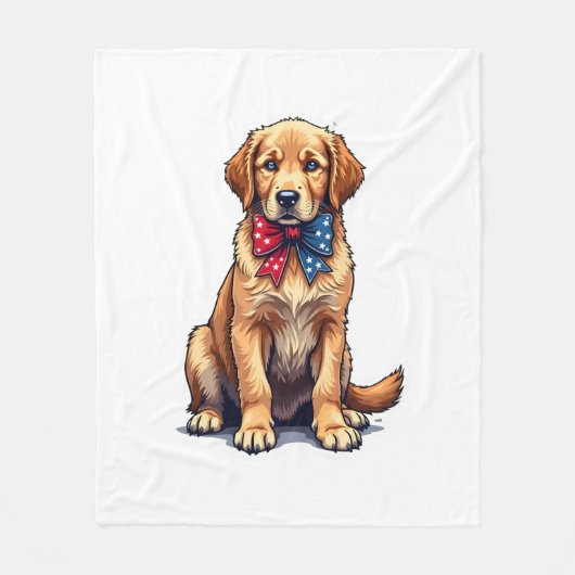 Couverture Polaire Chemise Vintage de chiot Golden Retriever Patrioti (Devant)