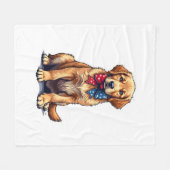 Couverture Polaire Chemise Vintage de chiot Golden Retriever Patrioti (Devant (Horizontal))