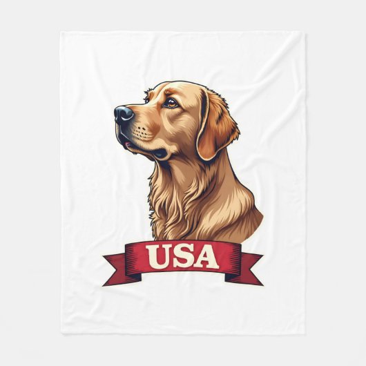 Couverture Polaire Chemise vintage USA gravure Golden Retriever (Devant)
