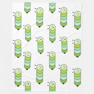 Couverture Polaire Chenilles Vertes Mignonnes et Diverses Expressions