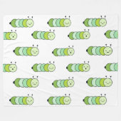 Couverture Polaire Chenilles Vertes Mignonnes et Diverses Expressions (Devant (Horizontal))