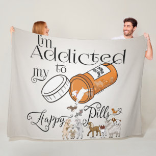 Couverture Polaire CHÈQUE   Addicé à mes Happy Pills Large