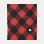 Couverture Polaire Chèque de Buffle Rouge Monogramme à trois lettres (Devant)
