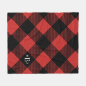 Couverture Polaire Chèque de Buffle Rouge Monogramme à trois lettres (Devant (Horizontal))