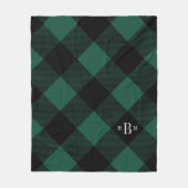Couverture Polaire Chèque de Buffle Vert Monogramme à trois lettres (Devant)