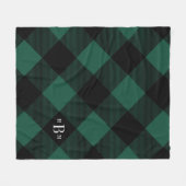Couverture Polaire Chèque de Buffle Vert Monogramme à trois lettres (Devant (Horizontal))