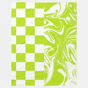 Couverture Polaire Chèques et permules en vert et blanc de chaux
