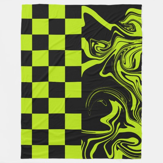Couverture Polaire Chèques et permules - Lime vert et noir (Devant)