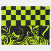 Couverture Polaire Chèques et permules - Lime vert et noir (Devant (Horizontal))