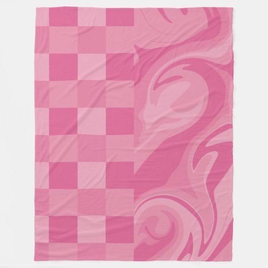 Couverture Polaire Chèques et persiennes - Rose (Devant)