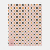 Couverture Polaire Chèques noirs, orange et roses - Monogrammes (Devant)