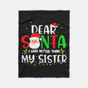 Couverture Polaire Cher Père Noël J'étais Meilleur que Ma Soeur