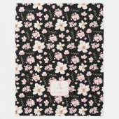 Couverture Polaire Chercher Blossom Printemps Monogramme rose noire (Devant)