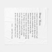 Couverture Polaire Chère maman Lettre typographie personnalisée (Devant (Horizontal))