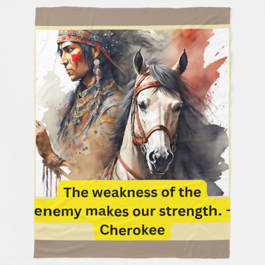 Couverture Polaire Cherokee Indian sur le cheval avec ces mots (Devant)