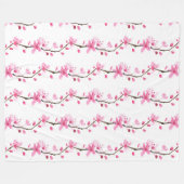 Couverture Polaire Cherry Blossom rose japonais Sakura Kawaii Fleece (Devant (Horizontal))