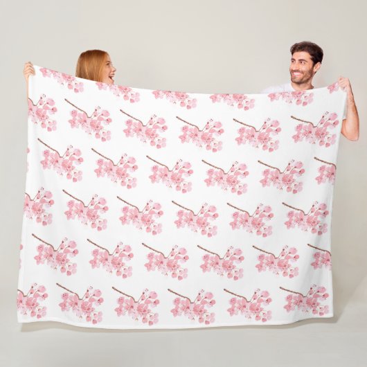 Couverture Polaire Cherry Blossom rose japonais Sakura Kawaii Fleece (En situation)
