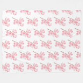 Couverture Polaire Cherry Blossom rose japonais Sakura Kawaii Fleece (Devant (Horizontal))