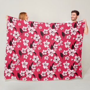COUVERTURE POLAIRE CHERRY BLOSSOM - SAKURA (ROUGE)