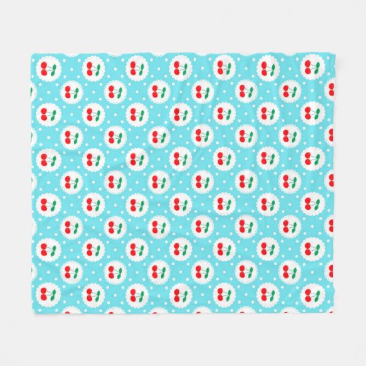 Couverture Polaire Cherry Dot Motif - Retro Fruit Cadeau & Décor (Devant (Horizontal))
