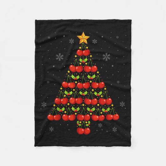 Couverture Polaire Cherry Lover Christmas Tree Lights Santa Hat Cherr (Devant)