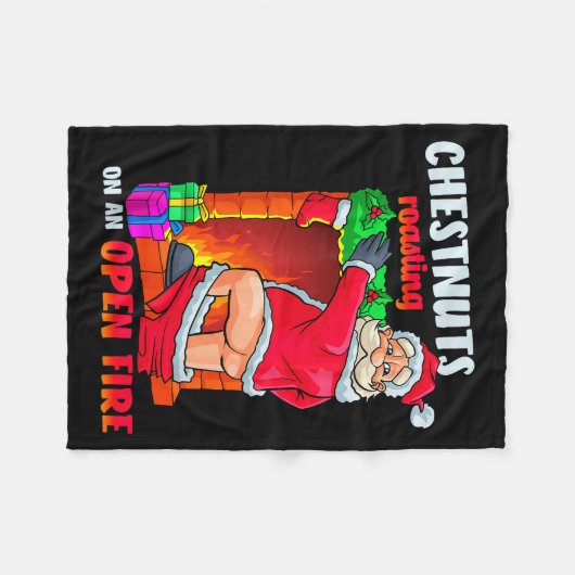 Couverture Polaire Chest Nuts Roasting Funny Naughty Santa Dirty Food (Devant (Horizontal))