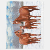 Couverture Polaire Chestnut Sorrel Quarter Chevaux En Neige (Devant)